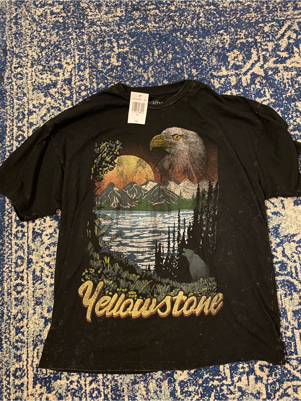 Mighty Fine Black Yellowstone Eagle Graphic Tee